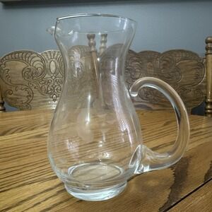 Princess House Crystal Heritage Etched Hand Blown Pitcher With Ice Lip 6.5" Tall